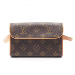 LOUIS VUITTON Authentic Brown Monogram Leather Pochette Fanny Pack
